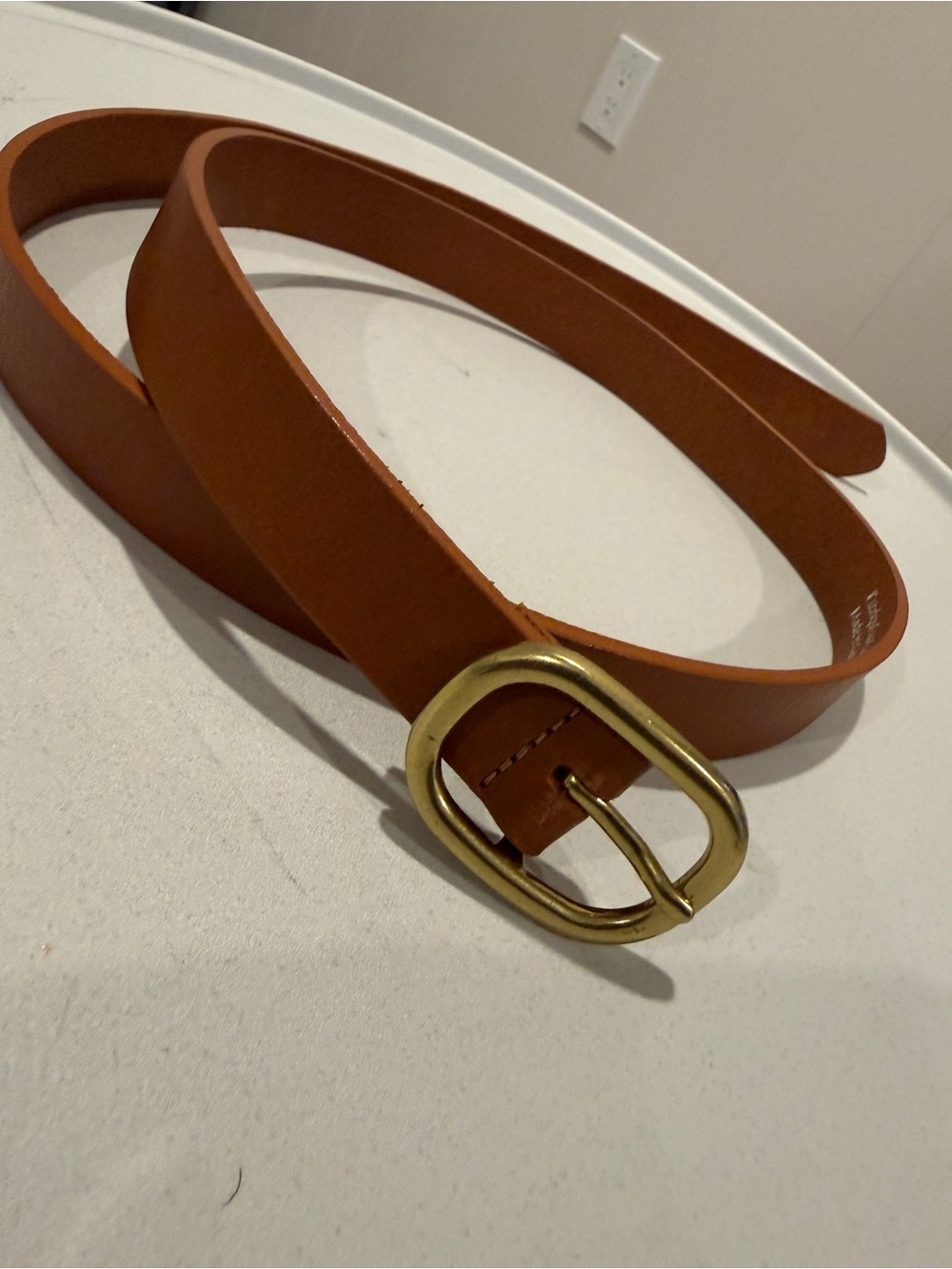 Classic Tan Leather Belt with Gold-Tone Buckle